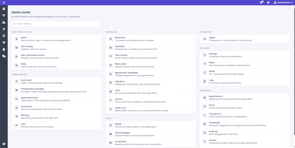 The admin center