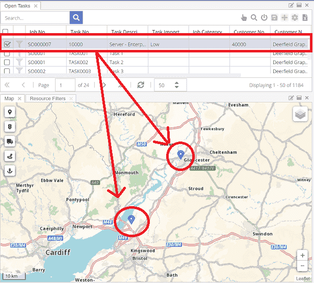 Containers on the map