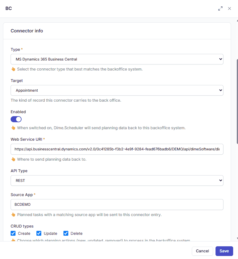 The connector form