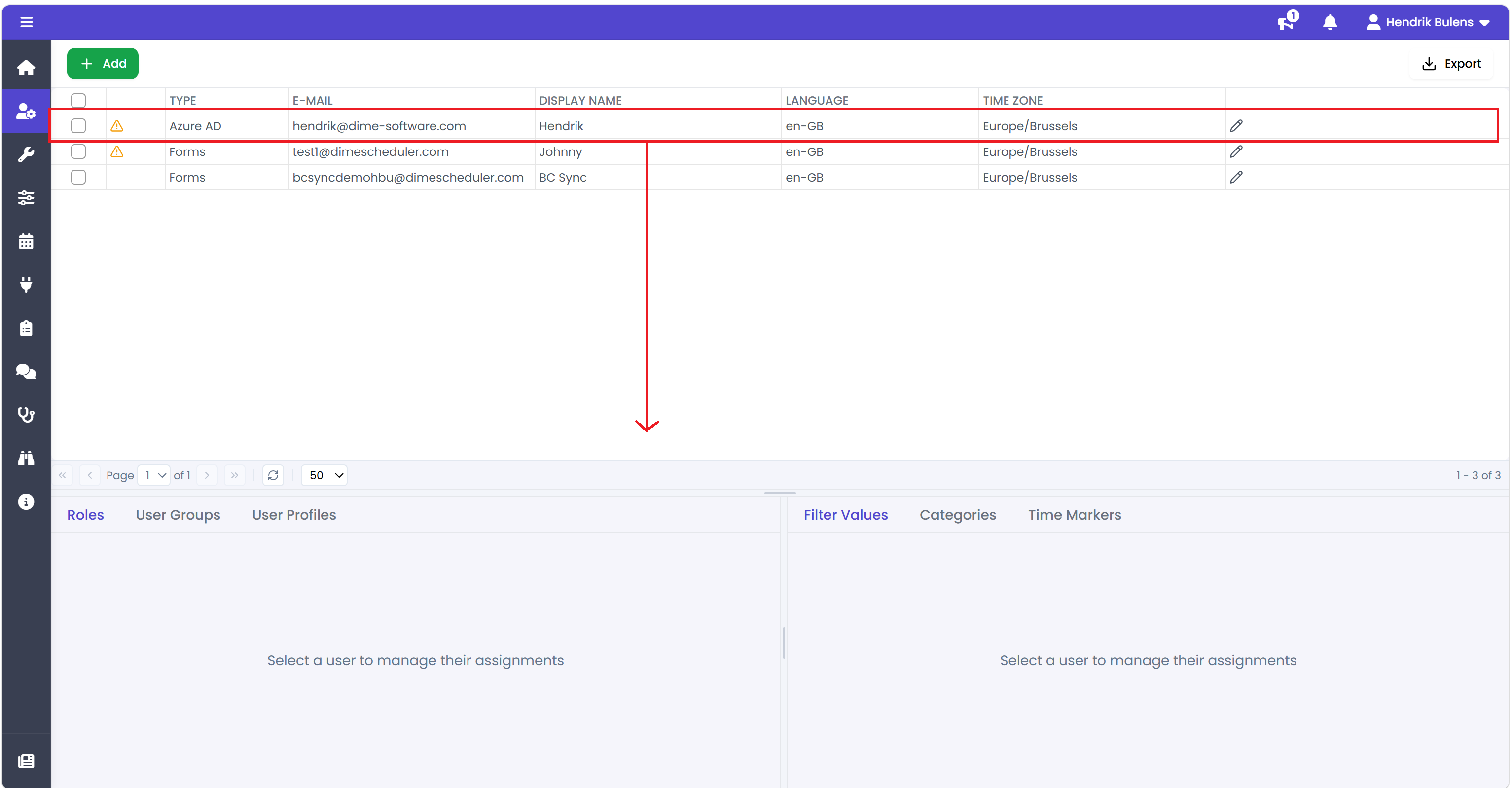 Contextual grids around the users grid
