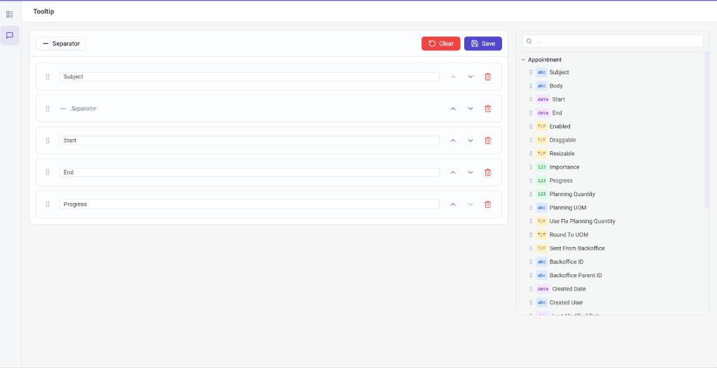 Planning board tooltip
