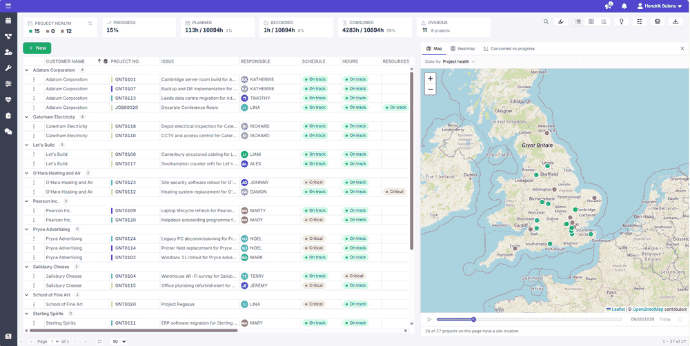 Projects on the map