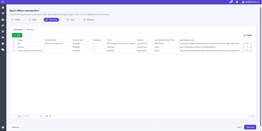 The back office connection step