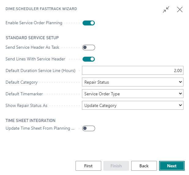 Configuring service orders in the Fast track wizard