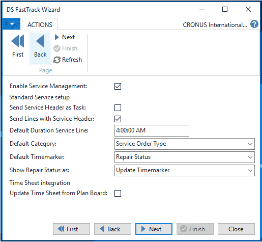 Configuring service orders in the Fast track wizard