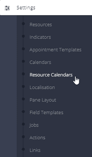 Navigation to resource calendars setup