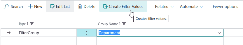 New filter group