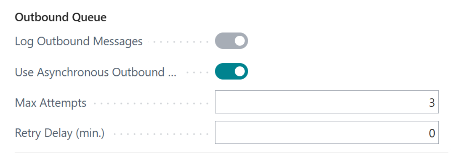 The Outbound Queue settings group