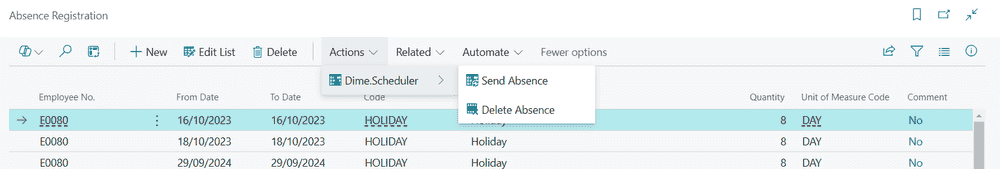 Send absence