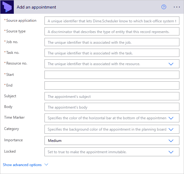 Power Platform appointment action
