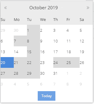 Project calendar in date picker