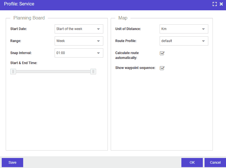 Standard view settings