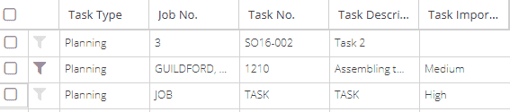 One-click filter from a task row