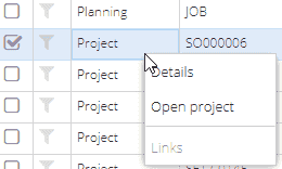 Open project for project task